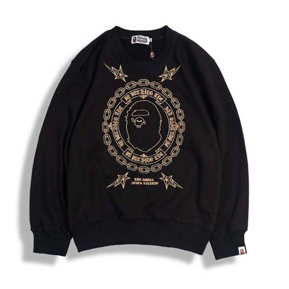 Men's Bape Black Crew Neck Sweatshirt Size: M